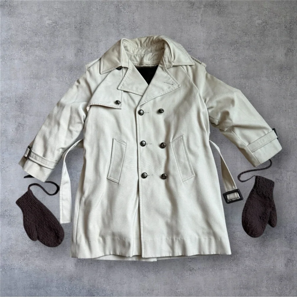 Vintage Childs “Fieldston Clothes” Double-Breasted Trench Coat w/Corded Mittens